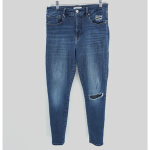Good‎ American Jeans Womens 12/37 Blue Denim Good Legs Crop Distressed Stretch